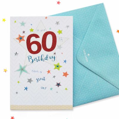 Tarjeta de cumpleaños número 60 de Sparkle Male