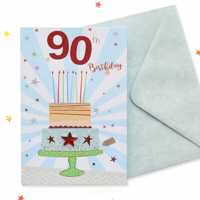 Tarjeta de cumpleaños número 90 de Sparkle Male