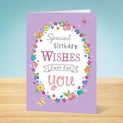 La tarjeta de cumpleaños Write Thoughts Flores y deseos