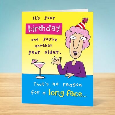 Die Write Thoughts Geburtstagskarte mit langem Gesicht