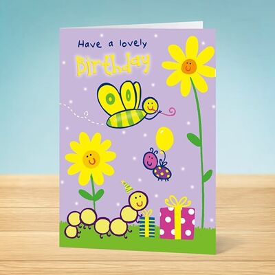 La tarjeta de cumpleaños Write Thoughts Bugs and Flowers