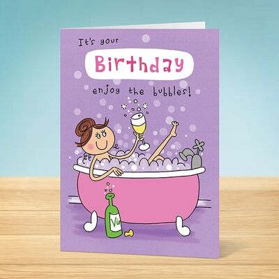 La tarjeta de cumpleaños de escribir pensamientos Tarjeta de cumpleaños de burbujas