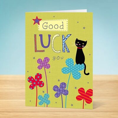 The Write Thoughts Tarjeta de buena suerte Lucky Black Cat