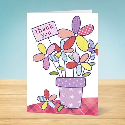 La tarjeta de agradecimiento Write Thoughts con flores de colores
