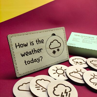 Wooden Weather Board, Montessori Toy for Kids and Toddlers, Customizable Gift, Smart Toy for Cognitive Stimulation, Waldorf