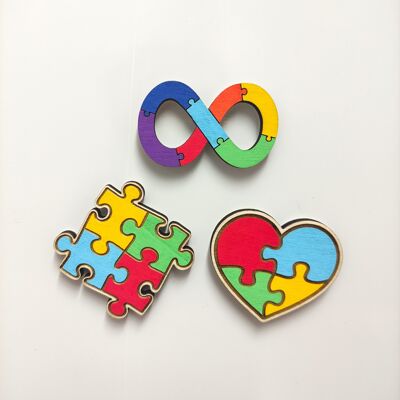 Magnete da frigorifero in legno autistico, simbolo della neurodiversità, orgoglio autistico, spettro autistico, consapevolezza dell'autismo, regalo per la mamma