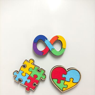 Autismus-Holz-Kühlschrankmagnet, Neurodiversitätssymbol, autistischer Stolz, Autismus-Spektrum, Autismus-Bewusstsein, Geschenk für Mama