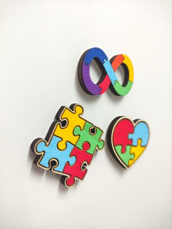 Aimant de réfrigérateur en bois autisme, symbole de la neurodiversité, fierté autistique, spectre de l'autisme, sensibilisation à l'autisme, cadeau pour maman 2