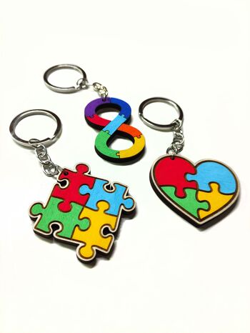 Porte-clés en bois sur l'autisme, porte-clés symbole de la neurodiversité, fierté autistique, spectre de l'autisme, sensibilisation à l'autisme, cadeau pour maman 1