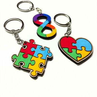 Porte-clés en bois sur l'autisme, porte-clés symbole de la neurodiversité, fierté autistique, spectre de l'autisme, sensibilisation à l'autisme, cadeau pour maman