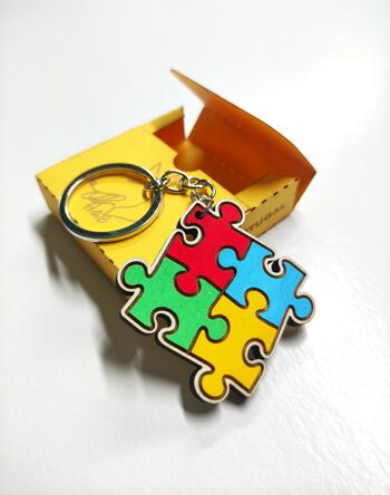Porte-clés en bois sur l'autisme, porte-clés symbole de la neurodiversité, fierté autistique, spectre de l'autisme, sensibilisation à l'autisme, cadeau pour maman 3
