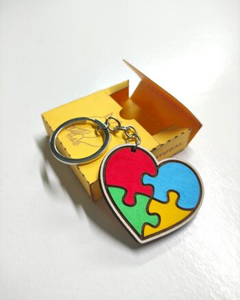 Porte-clés en bois sur l'autisme, porte-clés symbole de la neurodiversité, fierté autistique, spectre de l'autisme, sensibilisation à l'autisme, cadeau pour maman 4