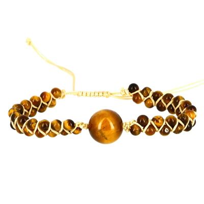 Pulsera Ojo de Tigre Cuentas Trenzadas Shamballa 4 y 12 mm