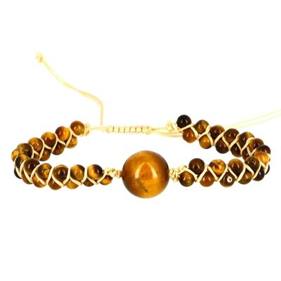 Tiger Eye Bracelet Shamballa Braided Beads 4 & 12 mm