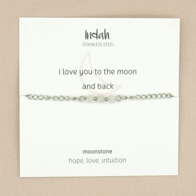 Pulsera roca, piedra lunar, jasseron plata y oro
