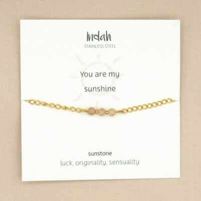 Pulsera roca, piedra solar, jasseron plata y oro