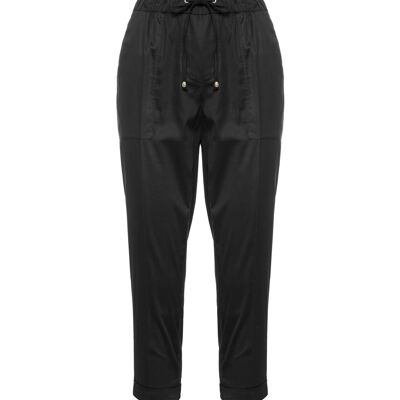 Pantaloni con dettaglio cravatta in nero