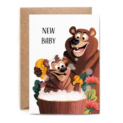 Bubble Bath Bears New Baby Card