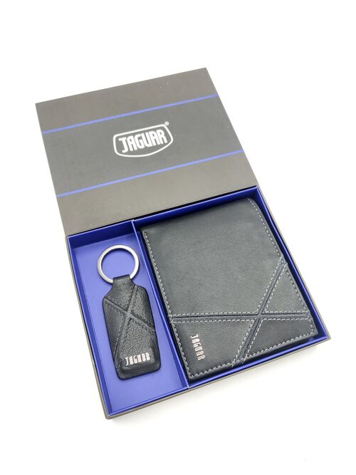Gift box leather wallet + leather key holder, for men, brand Jaguar, art. A2984-35.062