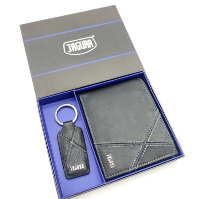 Gift box leather wallet + leather key holder, for men, brand Jaguar, art. A2984-35.062