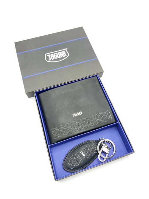 Gift box leather wallet + leather key holder, for men, brand Jaguar, art. A3056-35.062