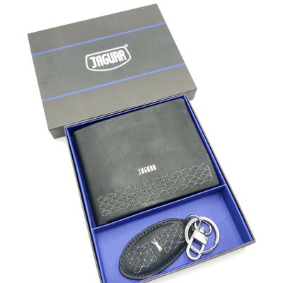 Coffret cadeau portefeuille en cuir + porte-clés en cuir, pour homme, marque Jaguar, art. A3056-35.062