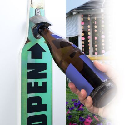 Grand décapsuleur mural "bouteille de bière" vert