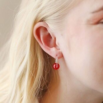 Boucles d'oreilles pendantes en pierre d'agate rouge 4