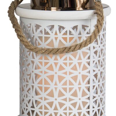 Metal lantern incl. LED candle large, white