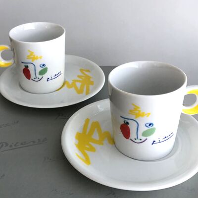 Set of 4 colored mugs "Picasso face".