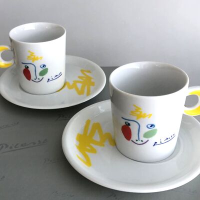 Set de 4 tazas de colores "Picasso face".