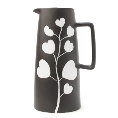 BLACK CERAMIC VASE WITH HANDLE HF