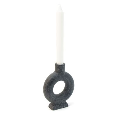 BLACK OVAL CERAMIC CANDLE HOLDER HF