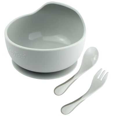 EasyTots Silicone Suction Bowl with Cutlery (Grey)