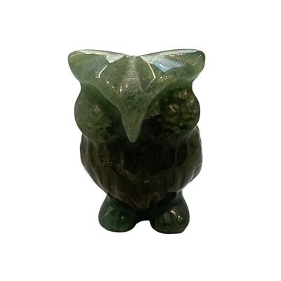 Gemstone Owl, 2.5x1.5x1cm, Moss Agate