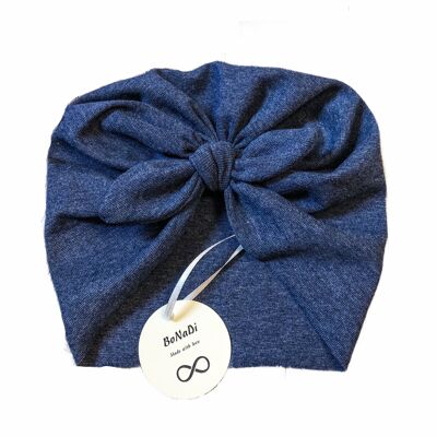 Baby Turban Jersey mit Schleife - (Jeans look)