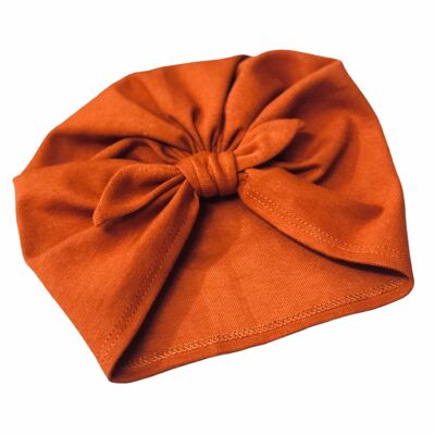 Baby turban jersey with bow - (rust)