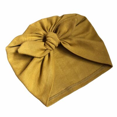 Baby turban jersey with bow - (mustard)