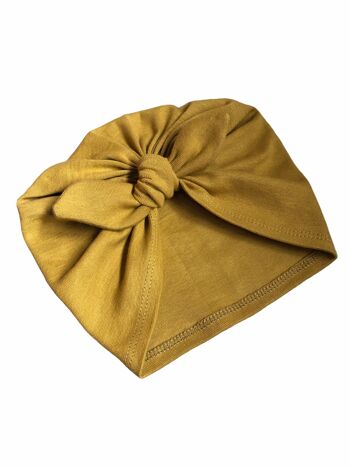 Jersey bébé turban avec nœud - (moutarde)