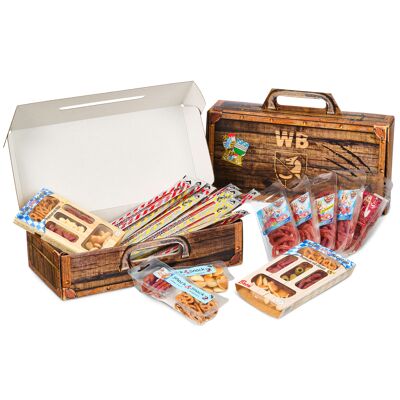 Coffret cadeau avec 24 snacks salami et saucisse