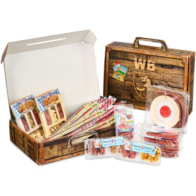 Salami gift case large with 24 sausage snacks and cable drum
