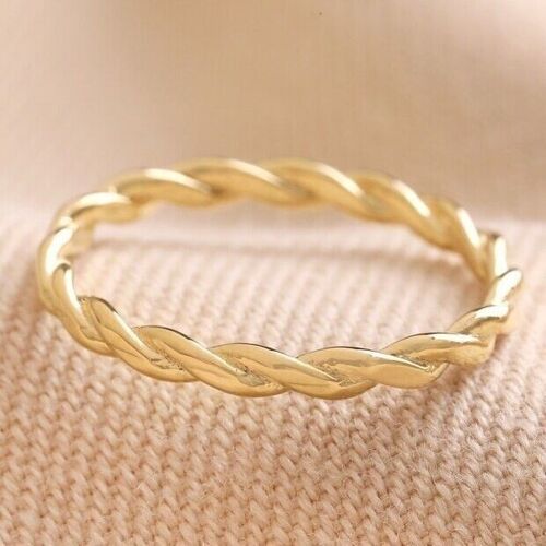 Twisted Rope Ring in Gold - L/XL