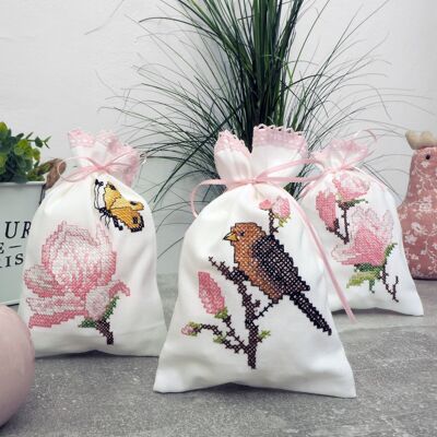 Springtime Cross Stitch DIY Fragrance Bags Kit, 15 x 20 cm