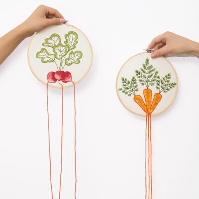 Veggie Embroidery DIY Wall Hanging Kit, 17, 8 cm Ø