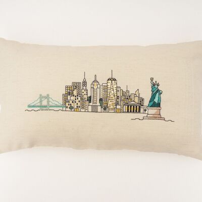 New York Cross Stitch DIY Pillowcase Kit, 26 x 48 cm