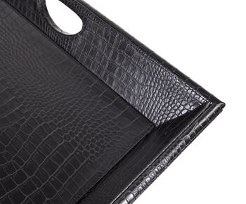 Tray - Table d'appoint simili cuir crocodile noir 4