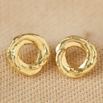 Organic Molten Russian Ring Stud Earrings