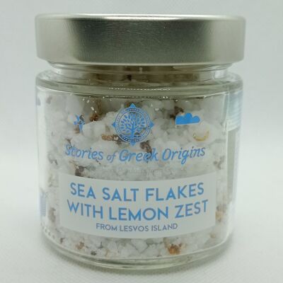 Stories of Greek Origins Sea Salt Flakes with Lemon zest from Lesvos island 220g