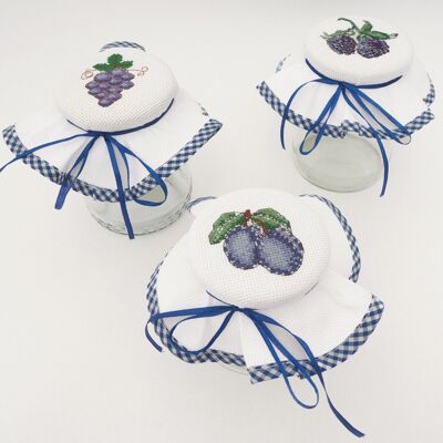 Purple Fruit Cross Stitch DIY Jar Topper Kit, 20 cm Ø