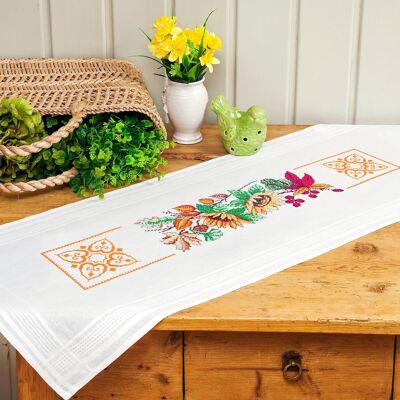 Fall Harvest Themed Cross Stitch DIY Table Runner Kit, 40 x 100 cm